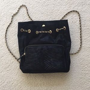 Urban Expressions Black and Gold chain backpack